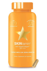 HAIRtamin SKINtamin dietary supplement bottle with VeggieCollagen for youthful skin and clear complexion.